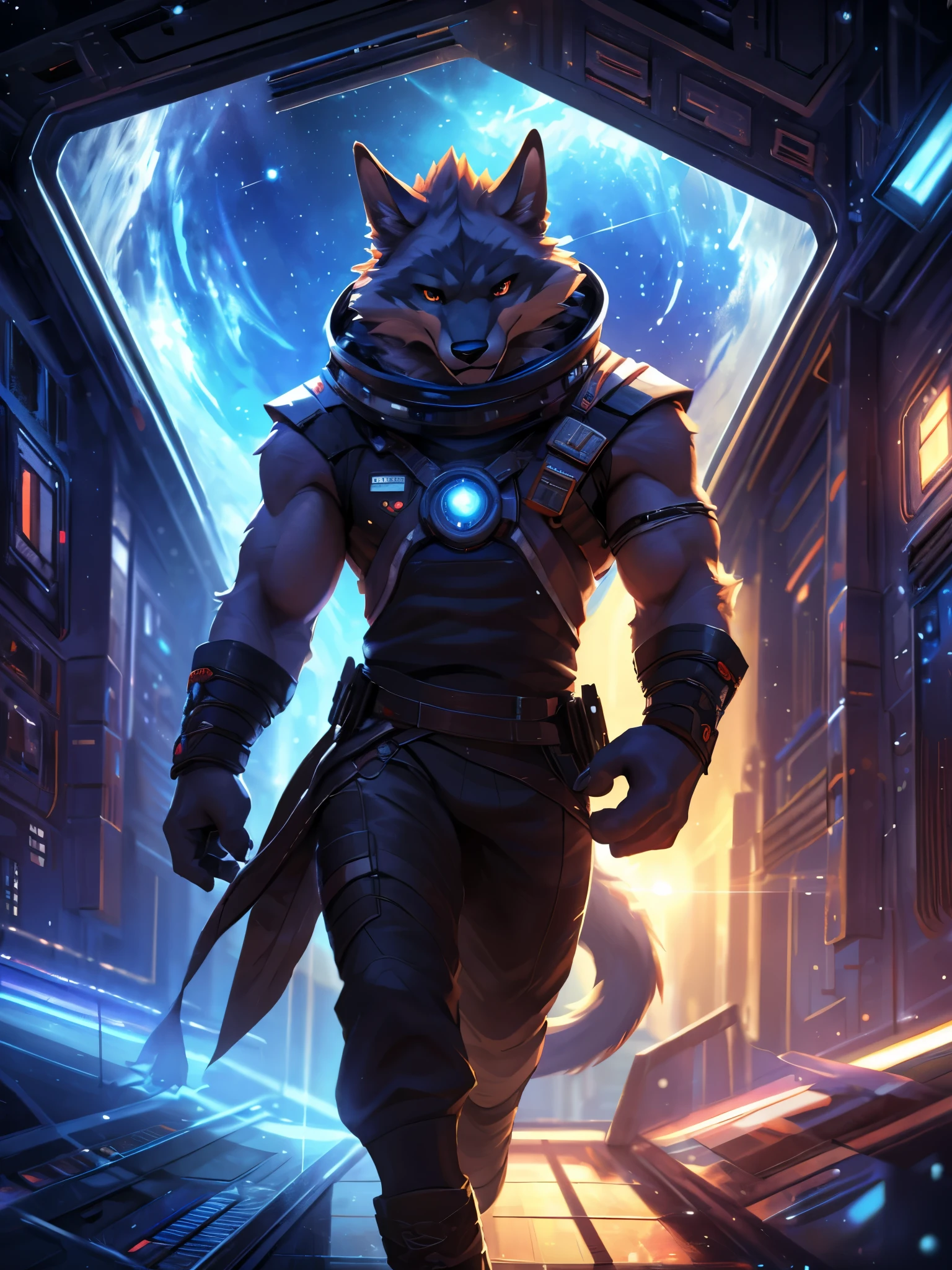 posted on e621, (by Chunie), male, Death (puss in boots) anthro, solo, (Realistic eye details 1.2), anime character, arafed image of a man in a space station with a mask, pov furry art, anthro paw pov art, furry paw pov art, commission for high res, furry art!!!, very very beautiful furry art, furry art, on a space station, in a space station, fursona furry art commission, detailed fanart, fursona art, furry fantasy art, slim body, full body like, in a panoramic view, masterpiece, Abstract beauty, ultra detailed face, depth of field, motion blur, high details, high quality, award winning, HD, 16k, (best quality,4k,8k,highres,masterpiece:1.2),ultra-detailed,realistic:1.37,HDR,UHD,studio lighting,extreme detail description,professional,vivid colors,bokeh,lively atmosphere, natural lighting