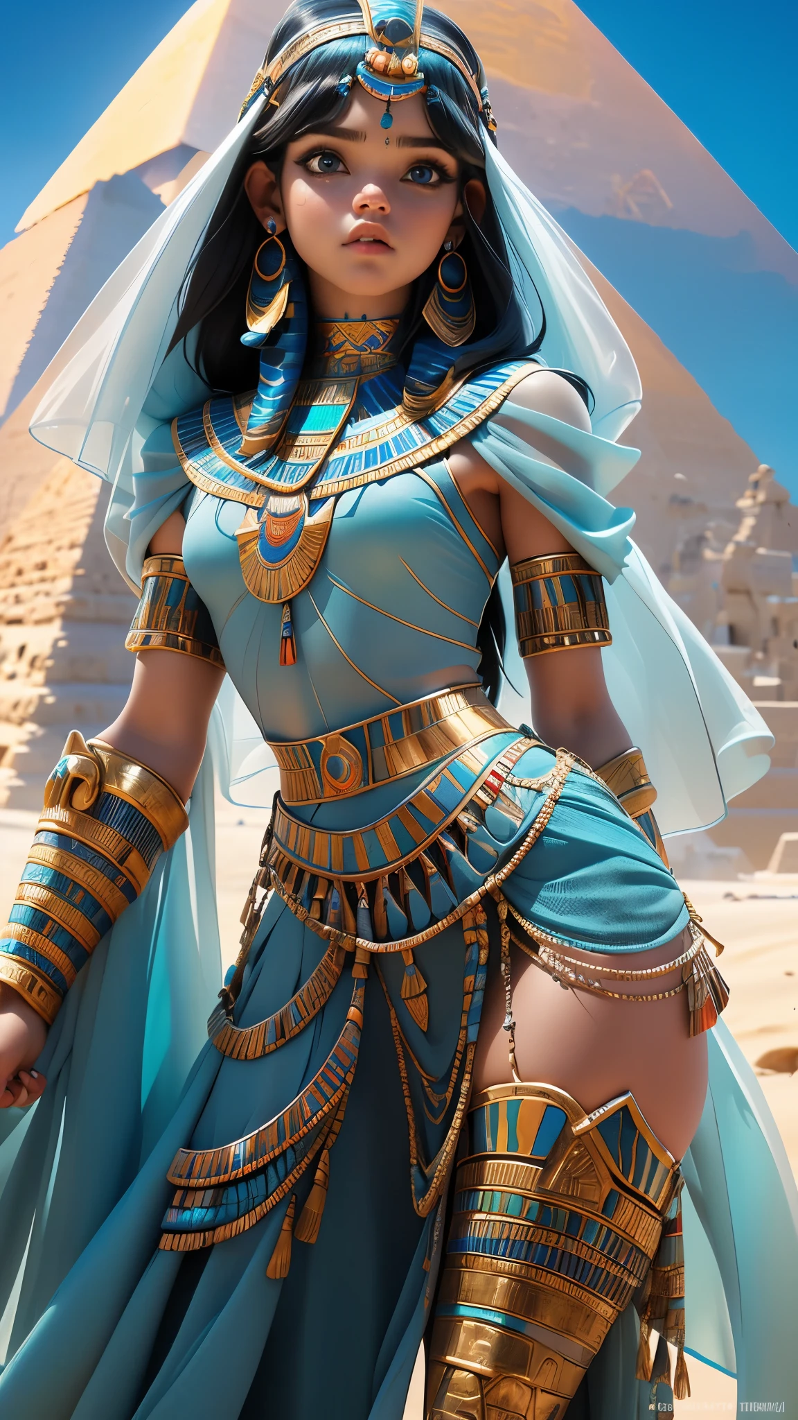 (La mejor calidad,A high resolution,Ultra - detallado,actual),Jenna Ortega es cleopatra, mostrando panties, (top amarillo plastic transparent :1.4) , (Cabello blue corto:1.4 ), (Egyptian pyramids background :1.4 ) , agua de sal,( Jenna Ortega V2.1), ,( ciberpunk 2.1), (estilos kawaii:1.4) , (perfect face :1.4), More detailed 8K.motor irreal:1.4,UHD,La mejor calidad:1.4, fotorrealista:1.4, textura de la piel:1.4, obra maestra:1.8,obra-prima, mejor calidad,objeto Objeto], (detailed face features:1.3),(Las proporciones correctas),(Ojos hermosos azules:1.4 ), (pose vaquero), (convexo dedos detailed :1.4),( fondo desierto Egipto :1.4)