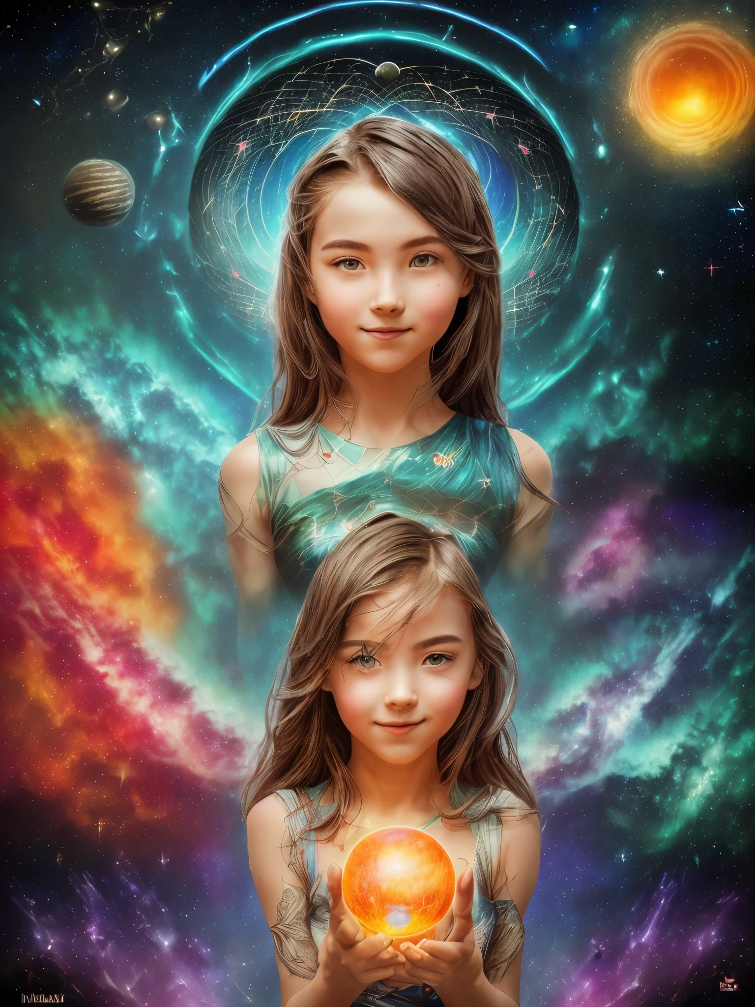 ((girl enjoying her time in the galaxy of dreams, surrounded by stars, a warm light sprayed on her, The background is a starry sky with colorful galaxies and galaxy clouds, stars flying around her, delicate face, adding a playful atmosphere:1.5)), ((Imaginative scene)),((perfect, meticulously detailed High detail, super detail, super high resolution,:1.3)), ((full shot: 1.4, dynamic pose:1.3)), ((Best Quality) ), ((Masterpiece)), 3D, (Hyper Detailed: 1.3), ((Epic Landscape: 1.3)), ((Night Background: 1.3 ))), (Photorealistic: 1.4), (( Front camera) ),( (Low-light night cinematic lighting: 1.2)).32k.