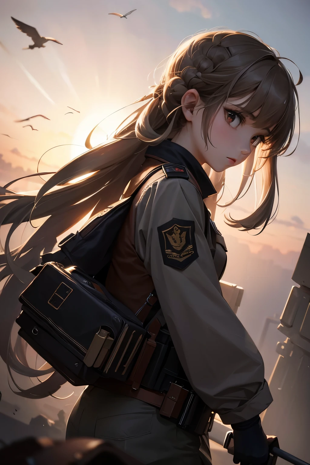 4K quality:1.2,1girl,sense of deps,disorganized,catch light,Super beautiful illustration,soldier