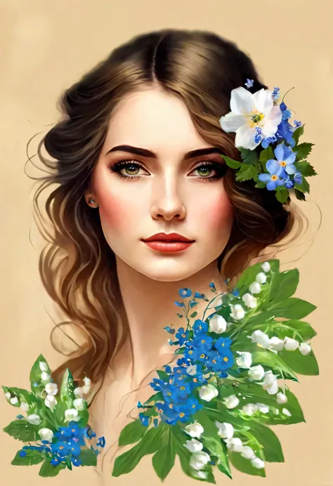 image of a woman with flowers in her hair, elegant digital painting, beautiful gorgeous digital art, beautiful digital art, exqu...