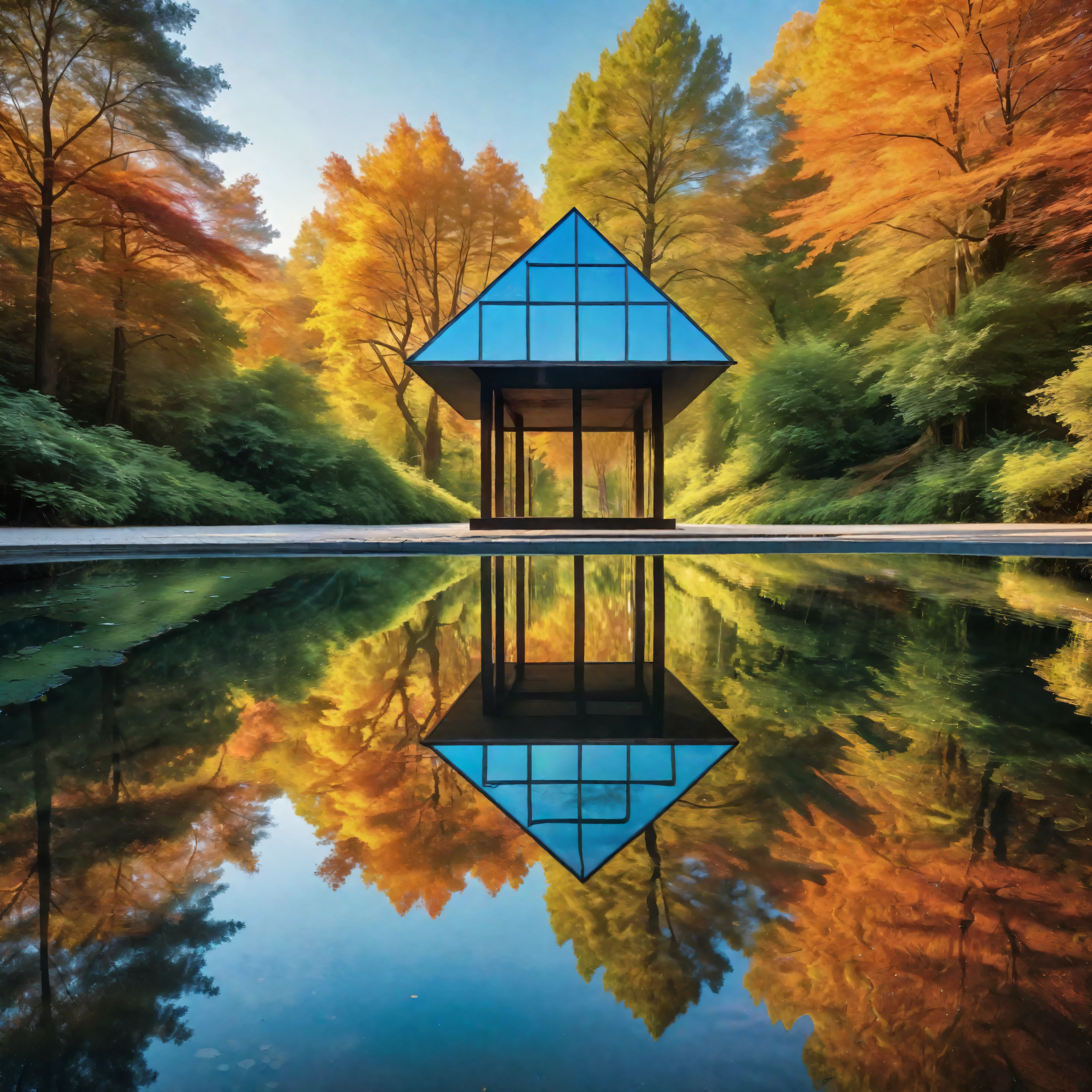 (best quality,4k,8k,highres,masterpiece:1.2),ultra-detailed,(realistic,photorealistic,photo-realistic:1.37),symmetry macro photography art,perfectly detailed reflections,symmetric cube,crystal clear pond,distorted reflections,sharp focus,shimmering water surface,meticulously captured details,vibrant colors,precise symmetry,mirror-like reflections,meticulously designed composition,divine precision,ethereal atmosphere,mind-bending symmetry,pure perfection,surreal beauty,luminous reflections,symmetrical masterpiece,spectacular precision,mesmerizing patterns,symmetrical harmony,flawless symmetry,mesmerizing artistry,visual symmetry feast,reflection perfection,intricate details,harmonious composition,awe-inspiring precision,masterfully captured reflections,vivid artistic details,impeccable symmetry,mind-blowing precision,perfectly balanced,mesmerizing optical illusion,meticulous craftsmanship