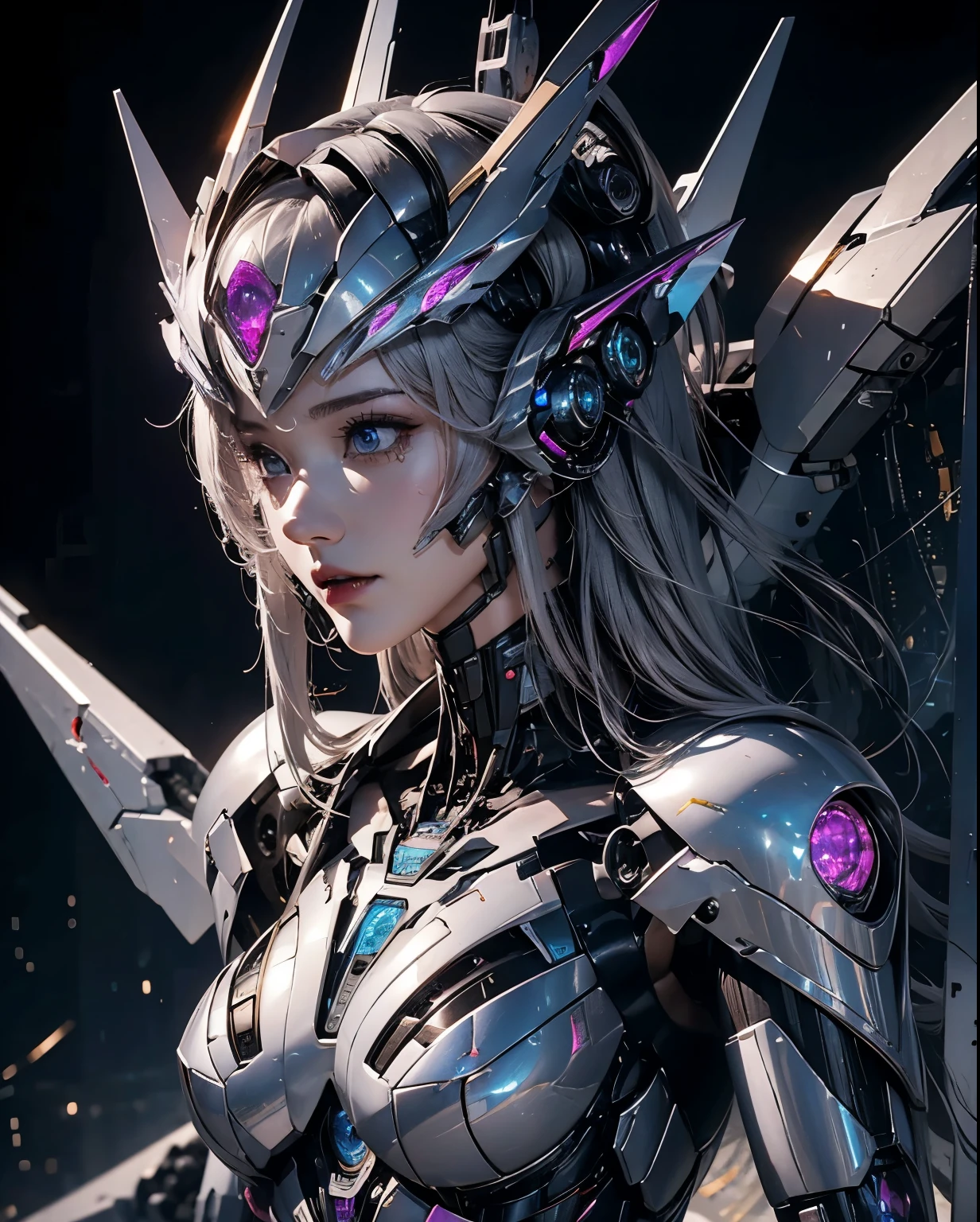  Súper detallado, Detalles avanzados, alta calidad, 最alta calidad, Alta resolución, 1080p, disco duro, Hermoso,(Arcee),Hermosoサイボーグ女性,Chica cyborg mecha,Modo de batalla,chica de cuerpo mecha, Mujer guerrera,frente