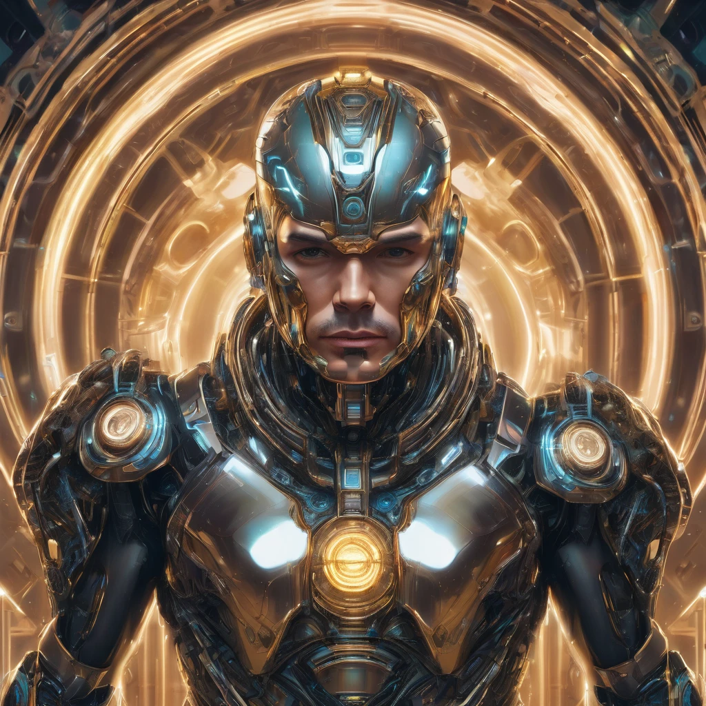 Symmetry, aesthetic, extremely detailed, symmetrical, Symmetry!! portrait of pitbull, sci-fi armour, tech wear, glowing lights!! sci-fi, intricate, elegant, highly detailed, digital painting, artstation, concept art, smooth, sharp focus, illustration, art by artgerm and greg rutkowski and alphonse mucha