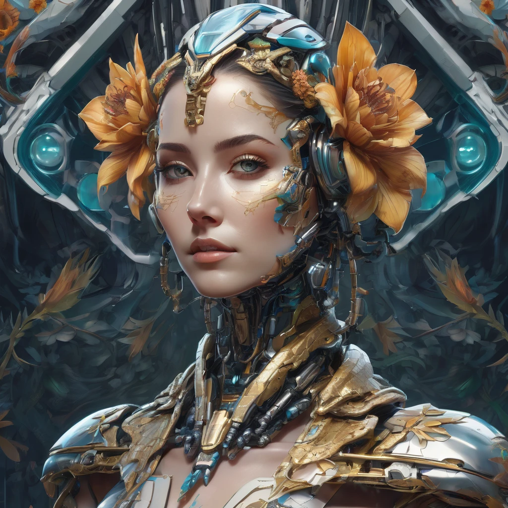 Symmetry, aesthetic, extremely detailed, symmetrical, Symmetry!! portrait of a robot crocodile, floral! horizon zero dawn machine, intricate, elegant, highly detailed, digital painting, artstation, concept art, smooth, sharp focus, illustration, art by artgerm and greg rutkowski and alphonse mucha, 8 k