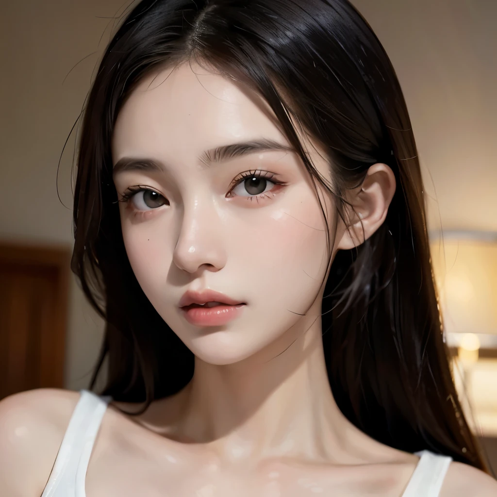 a 20 year old girl with a perfect face, small breasts, detailed eyes