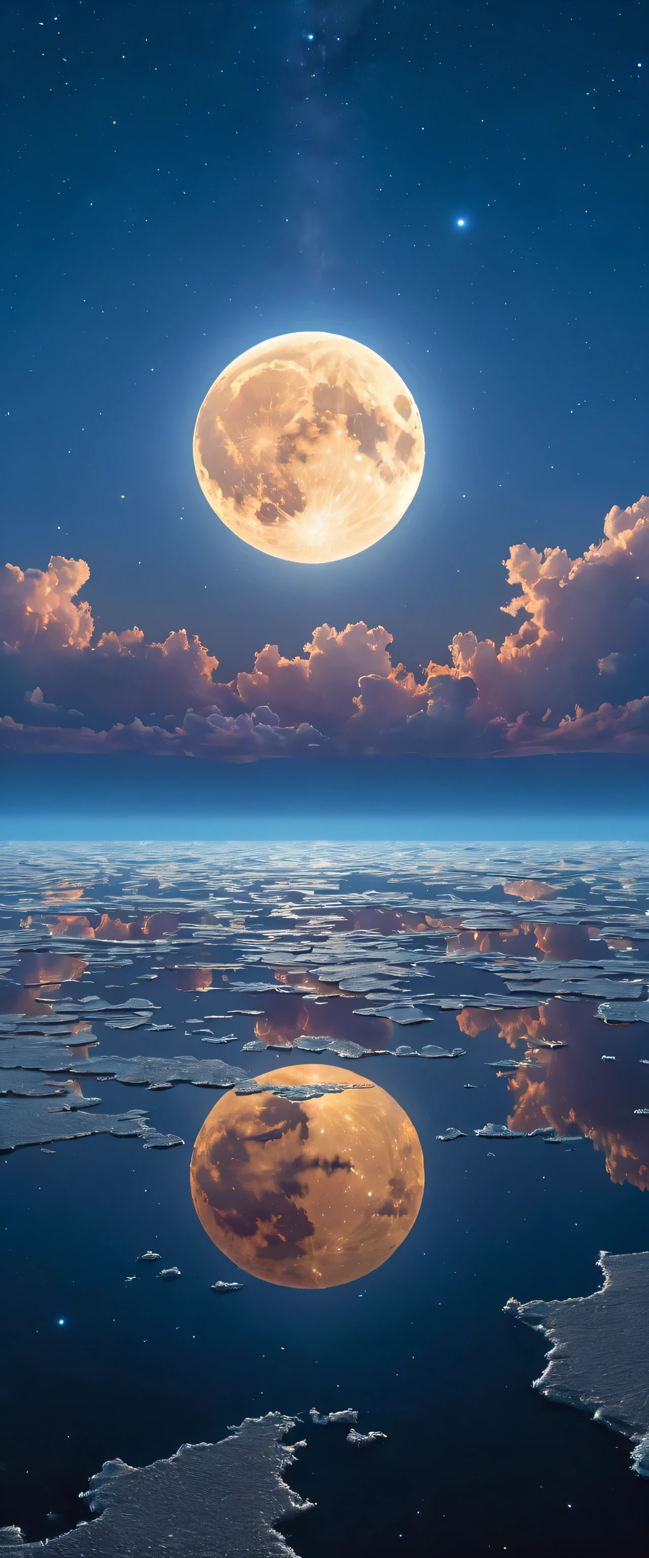 The sky is reflected in the mirrored sea,reflection,symmetry,Uyuni,moonlight,A beautiful sky spreads out,dream-like,,cloud,,Marine blue,wonderful景色が広がります,,Highestの時間をあなたに,Highest品質,photograph,structurally correct,perfect composition,広告用に撮影されたphotograph,beautiful light and shadow,Photographed by a professional photographer,Highestの景色に選ばれた,rich colors,Cast colorful spells,become familiar with,wonderful,wonderful,light effect,Sparkling,reflection,night,night空,star,Highest
