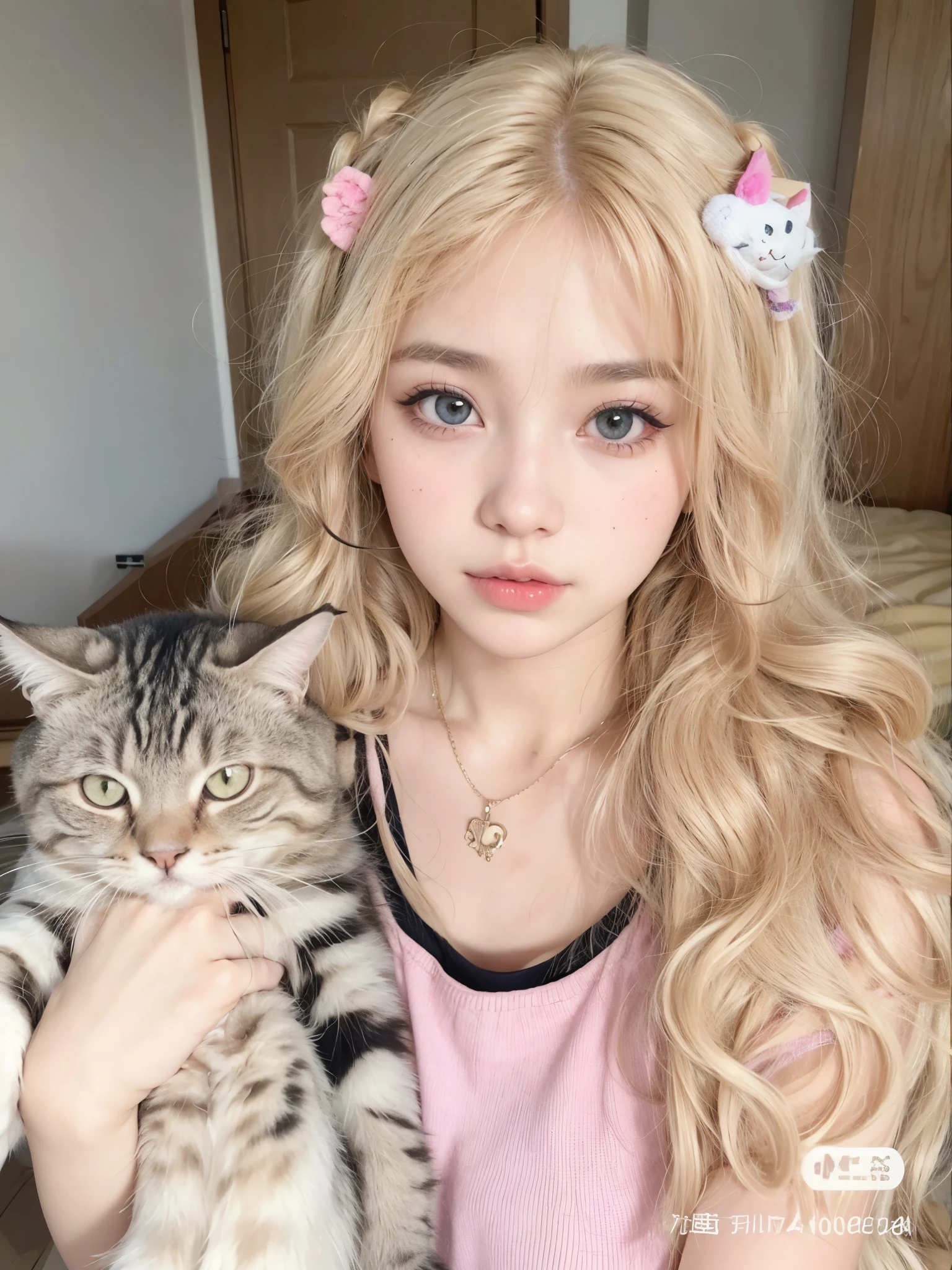 chica de pelo rubio con un gato en brazos, muy hermosa linda catgirl, chica gato atractiva, ulzzang, hermosa joven gatita, Lalisa Manobal, hermosa chica gata anime, chica con orejas de gato, muy hermosa chica gato anime, pelo largo y rubio y ojos grandes, anime chica con orejas de gato, linda chica gata anime, pale skin curly blonde hair