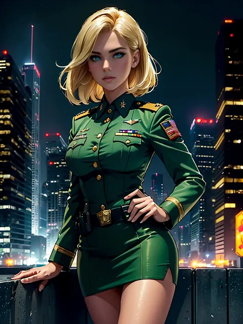 ((best quality)), ((masterpiece)), ((ultra realistic)), american blonde, beautiful detailed face, detailed eyes, sexy us militar...