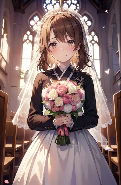 irohaisshiki, iroha isshiki, long hair, brown hair,  open your mouth,smile,happy atmosphere,Close both eyes and cry,tears run do...
