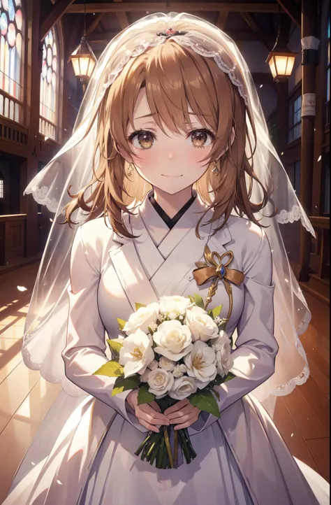 irohaisshiki, iroha isshiki, long hair, light brown hair,  open your mouth,smile,happy atmosphere,Close both eyes and cry,tears ...