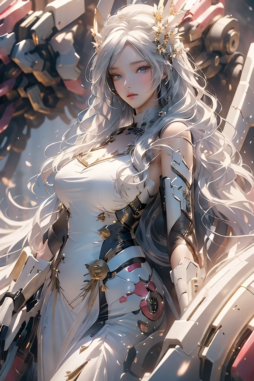 Chef-d&#39;œuvre de qualité supérieure, mettant en valeur la beauté rayonnante de l&#39;illustre jeune fille Lily d&#39;Azur Lane. (1fille) Avec des cheveux blancs tombant en cascade comme des vagues parfaites, ses mèches très longues et fluides reflètent les nuages soyeux au-dessus. Sa stature équilibrée, orné d&#39;ornements de cheveux élaborés, accentue son élégance raffinée. Ses yeux bleus captivants, aussi vaste que les eaux tranquilles d&#39;un lac serein, fixer le regard de tous ceux qui la regardent.

Sa silhouette voluptueuse, vêtu d&#39;un costume alternatif officiel, embrasse les motifs complexes et doux, tissus fluides des vêtements chinois. L&#39;élégant