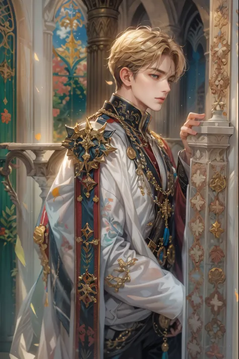 ((Best quality)), ((masterpiece)), (detailed), ((perfect face)), ((halfbody)) "Captivate the View: A Handsome Prince Reflecting ...