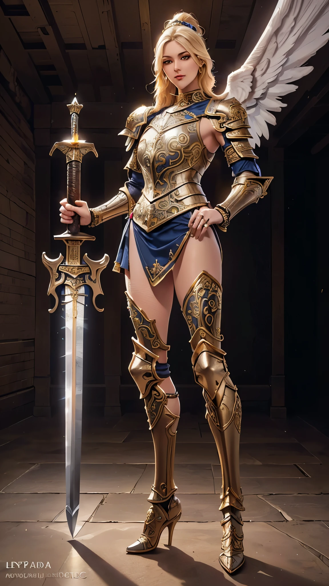 (5 Female Knights:1.3), armor girl, gorgeous female paladin, Bikini Armor Female Knight, Beautiful Female Knight, The Girl in the Knight's Armor, Female Paladin, Beautiful Female Knight,(full body shots:1.8), (full-body standing image:1.8), valkyrie, (Frontal shots:1.2), MEDIEVAL ARMOR, KNIGHT TEMPLARY WOMAN,  skirt ARMOR, (full-body standing image:1.8), (upper body up:0.3), (hyper realistic:1.4), (realistic:1.3), (best quality real texture skin), (The Celestial Warrior Angel of the Lord: 1.6), (Holds the hilt of a sacred straight sword with elaborate decoration that emits a mysterious glow: 1.9), (finely detailed true circle Symmetrical eyes), (finely drawn beautiful face), (Angel ring of divine radiance floating overhead: 1.8), ((medieval world)), (Full-body armor with delicate decorations that gives off a divine shine:1.8,  (hyper-realistic lifelike texture:1.4)
