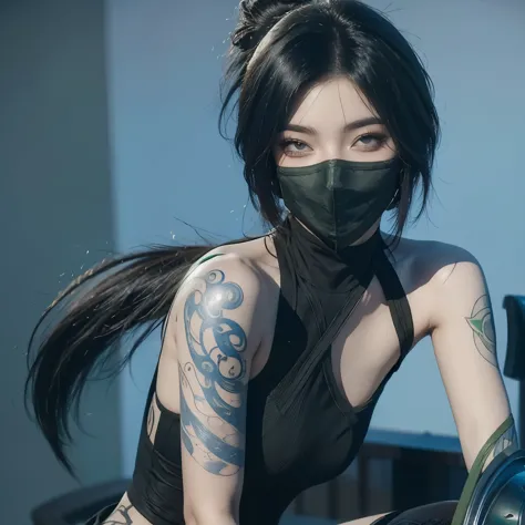 akali masked shoulder tattoo in league of legends，