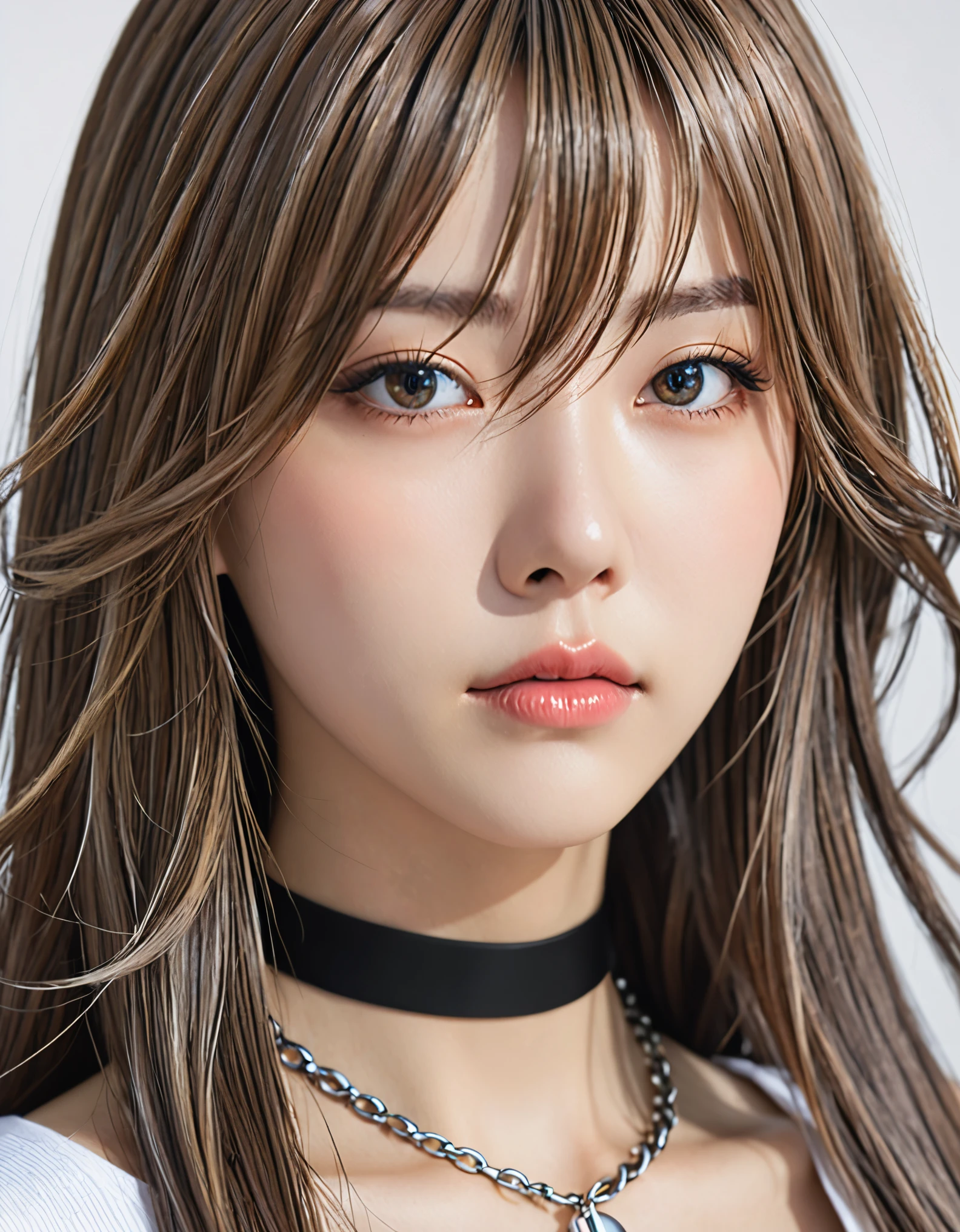 a close up of a woman with long hair wearing a choker, anime girl in real life, hyper realistic anime, realistic young anime girl, realistic anime 3 d style, realistic anime, photorealistic anime, stunning anime face portrait, beautiful anime girl, beautiful anime face, attractive anime girl, 3 d anime realistic, pretty anime girl, realistic - anime, beautiful anime style