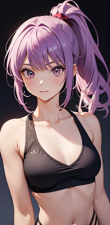 (8K、highest quality、masterpiece:1.2)、anime coloring、super resolution、Realistic、(1girl)  、(purple gradient hair,ponytail)、long st...