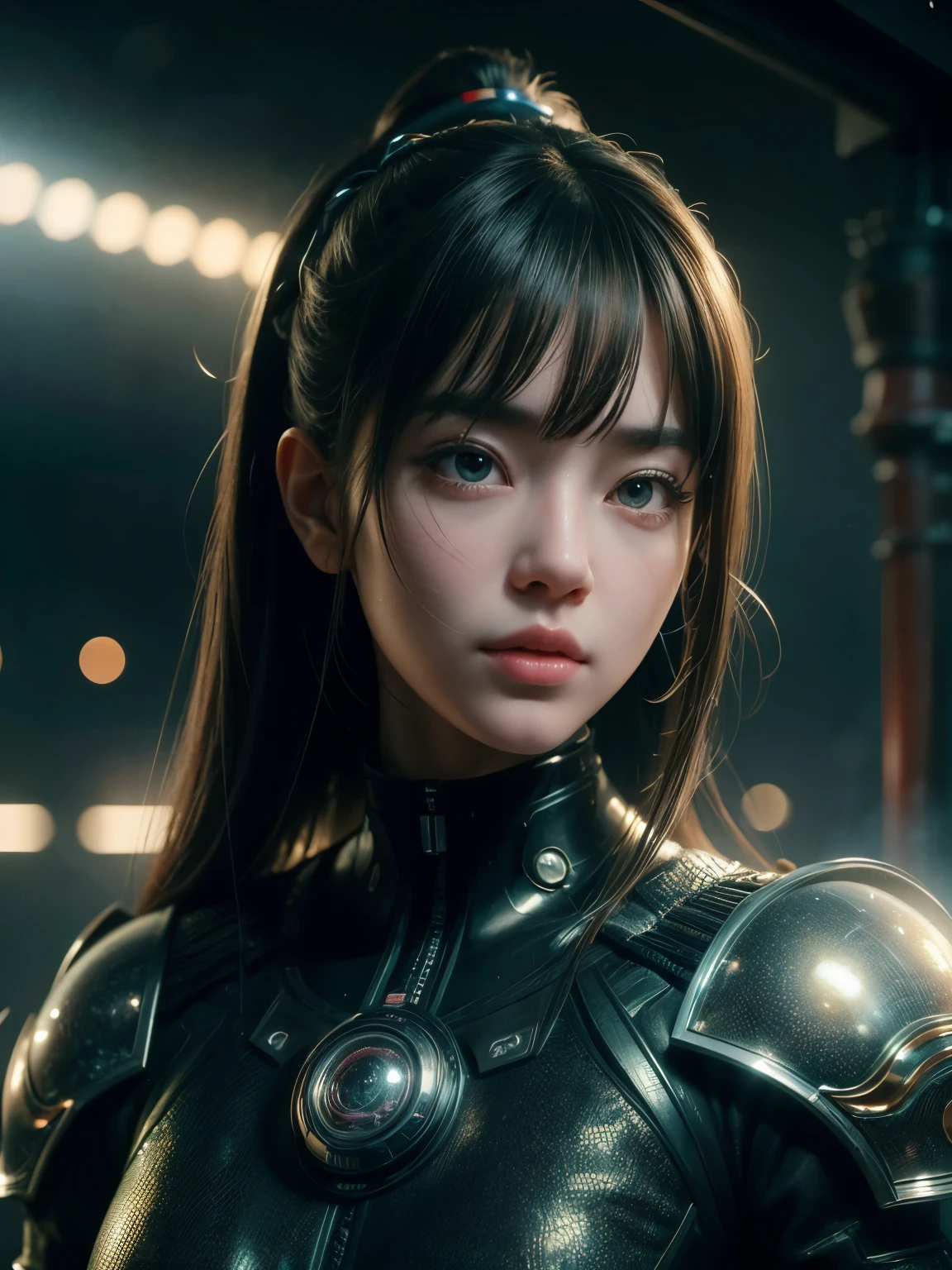 (high quality), (masterpiece), (detailed), 8K, Hyper-realistic portrayal of a futuristic (1girl1.2), Japanese character. Meticulous details bring the character to life in this visually stunning composition, showcasing the seamless blend of tradition and innovation. Trending on Artstation.