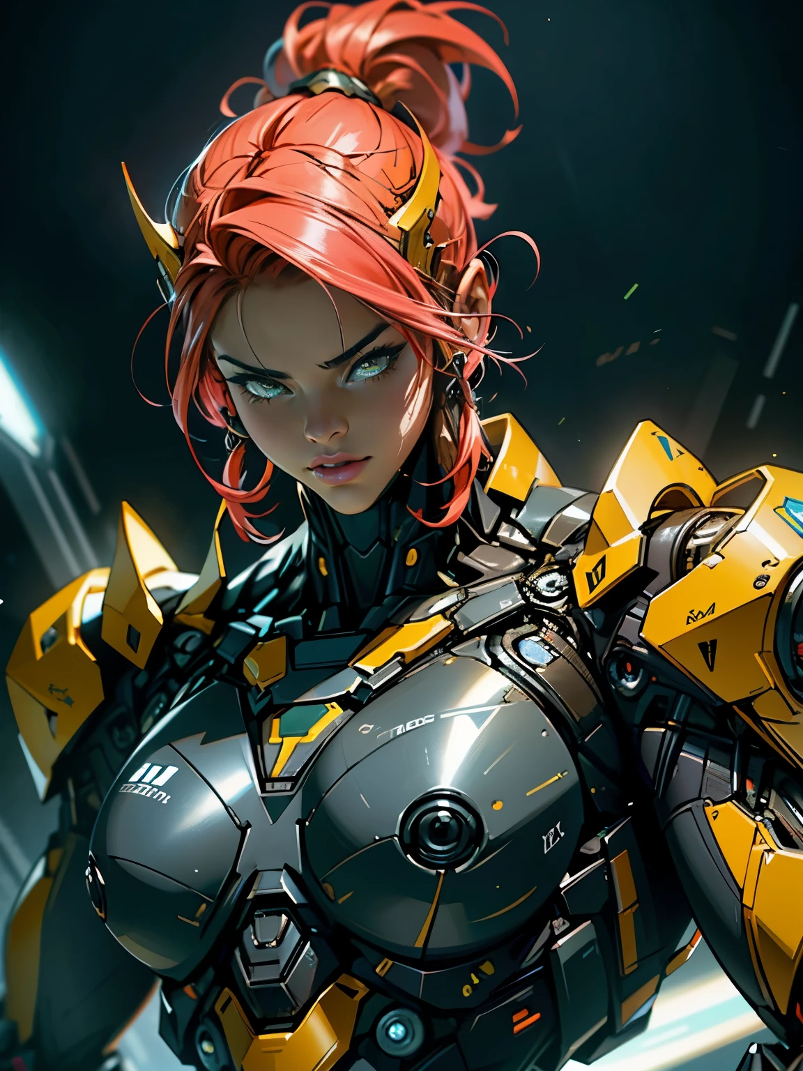 Cinematic, hyper-detailed, and insanely detailed, this artwork captures the essence of a bald hairless muscular female android girl. Beautiful color grading, enhancing the overall cinematic feel. Unreal Engine brings her anatomic cybernetic muscle suit to life, appearing even more mesmerizing. With the use of depth of field (DOF), every detail is focused and accentuated, drawing attention to her eyes and the intricate design of the anatomic cybernetic muscle suit . The image resolution is at its peak, utilizing super-resolution technology to ensure every pixel is perfect. Cinematic lighting enhances her aura, while anti-aliasing techniques like FXAA and TXAA keep the edges smooth and clean. Adding realism to the anatomic cybernetic muscle suit, RTX technology enables ray tracing. Additionally, SSAO (Screen Space Ambient Occlusion) gives depth and realism to the scene, the girl's anatomic cybernetic muscle suit become even more convincing. In the post-processing and post-production stages, tone mapping enhances the colors, creating a captivating visual experience. The integration of CGI (Computer-Generated Imagery) and VFX (Visual Effect brings out the anatomic cybernetic muscle suit's intricate features in a seamless manner. SFX (Sound Effects) complement the visual artistry, immersing the viewer further into this fantastic world. The level of detail is awe-inspiring, with intricate elements meticulously crafted, the artwork hyper maximalist and hyper-realistic. Volumetric effects add depth and dimension, and the photorealism is unparalleled. The image is rendered in 8K resolution, ensuring super-detailed visuals. The volumetric lightning adds a touch of magic, highlighting her beauty and the aura of her anatomic cybernetic muscle suit in an otherworldly way. High Dynamic Range (HDR) technology makes the colors pop, adding richness to the overall composition. Ultimately, this artwork presents an unreal portrayal of a super muscled cybernetic female android
