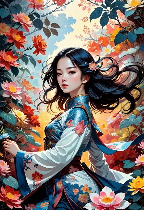 official art, unified 8k wallpaper, Super detailed, Beautiful and beautiful, masterpiece, best quality, Chinese style, (zendispu...