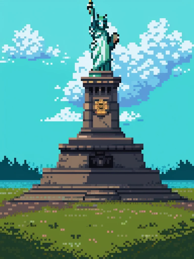 arte de pixel:1.5, Estátua da Liberdade Nova Iorque, lindo, Intrincado, obra-prima de alta qualidade