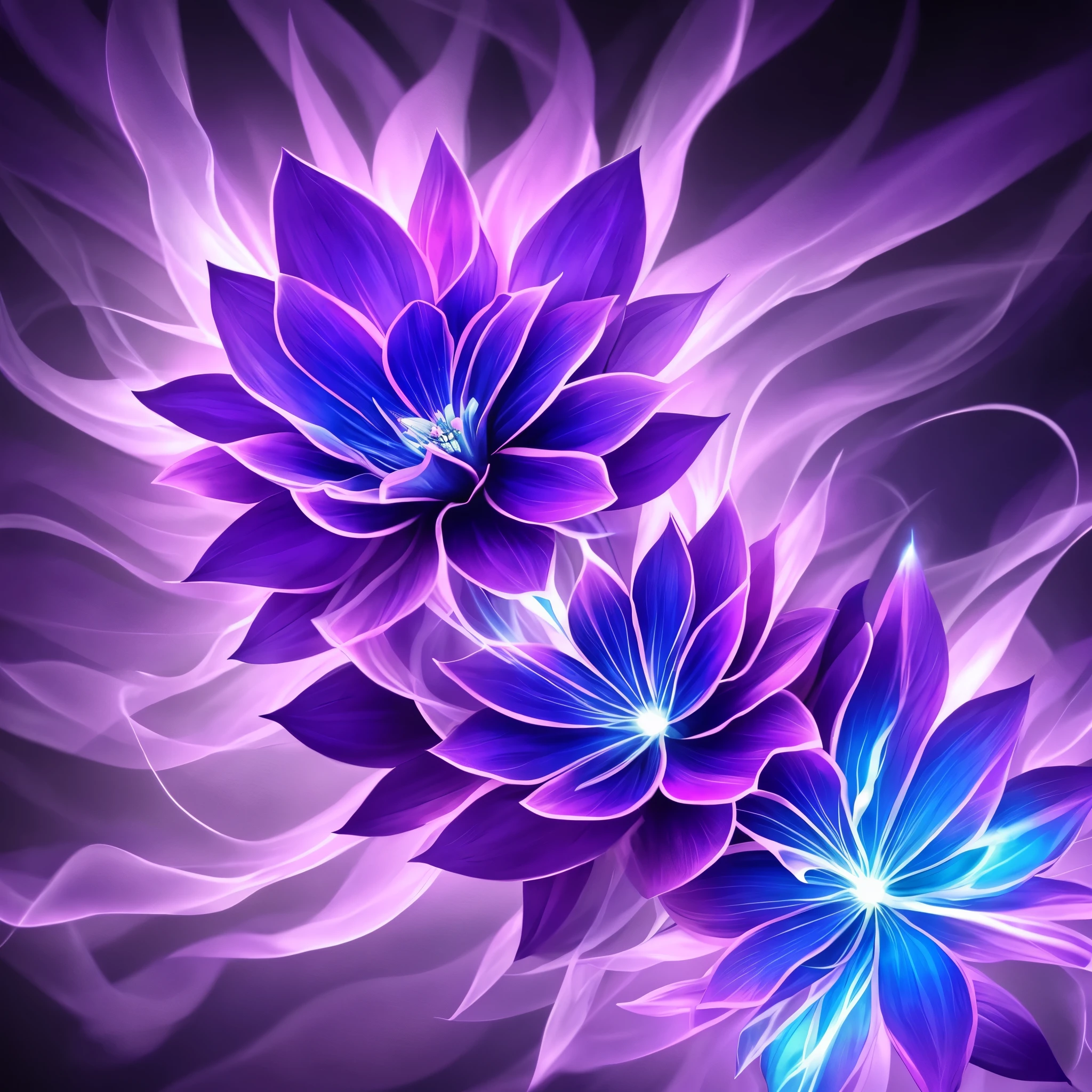 a purple flower with blue lights on it, a digital painting by Mario Dubsky, trending on deviantart, fantasy art, glowing purple, glowing delicate flower, purple lightning, magical flowers, purple aura, dramatic purple thunders, purple magic, beautiful!!! digital art, beautiful flower, purple energy, 🌺 cgsociety, magenta lighting. fantasy, glowing flowers, purple glow