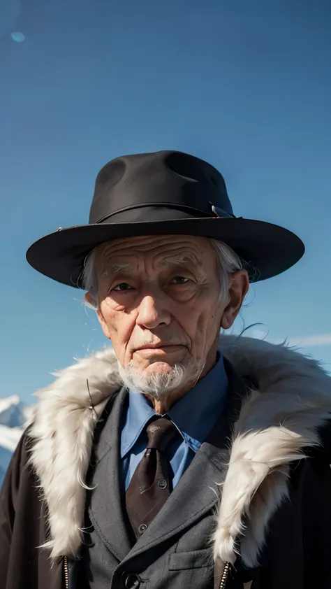 An elderly gentleman, Mr. , wearing hat, wise, high resolution, 4k, cinematic