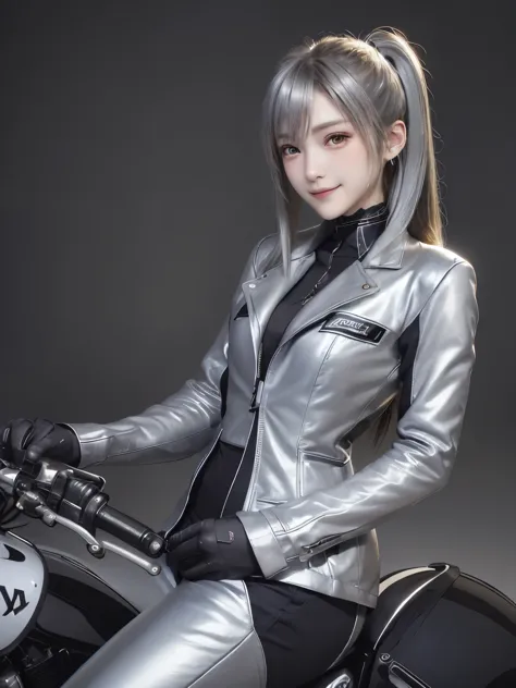 ((highest quality)), ((masterpiece)), (detailed motorcycle), perfect face、Accurate five-fingered hands、double eyelids、small face...