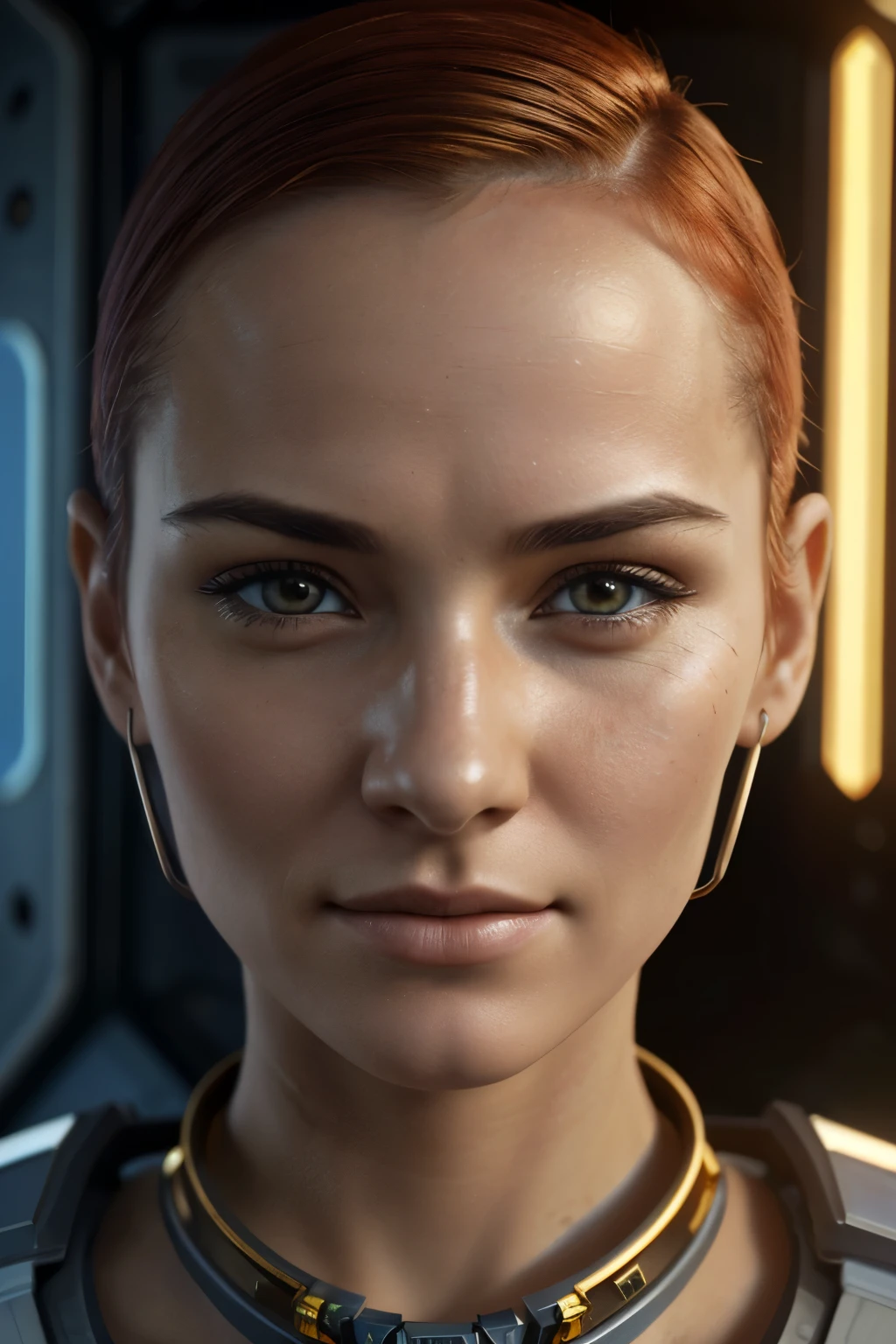 Photorealistic, cinematic, masterpiece, perfect picture, dynamics camera, a hot girl(sexy, space armor), naughty smile, excited horny hugging, small breast, very short buzz back and left side shaved red hair) in space station(Russian space station background, pretty beautiful face((beautiful details face, random face, realistic texture skin)), high detail, beautiful details face, sexual pose(detailed pupils), detailed eyes, photorealistic skin texture, photorealistic, golden ratio composition, realistic details,