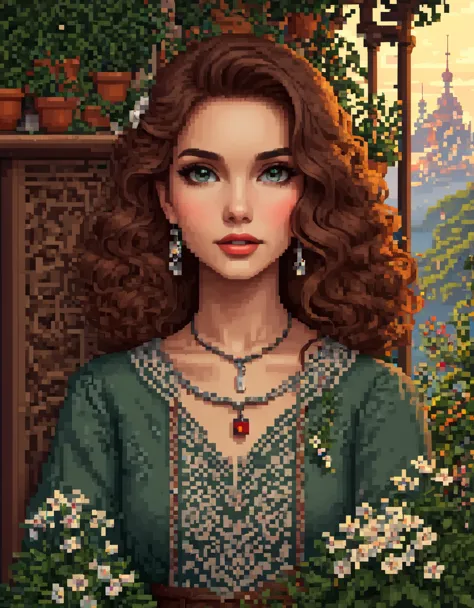 in style of Pixel art, portrait, beautiful detailed
