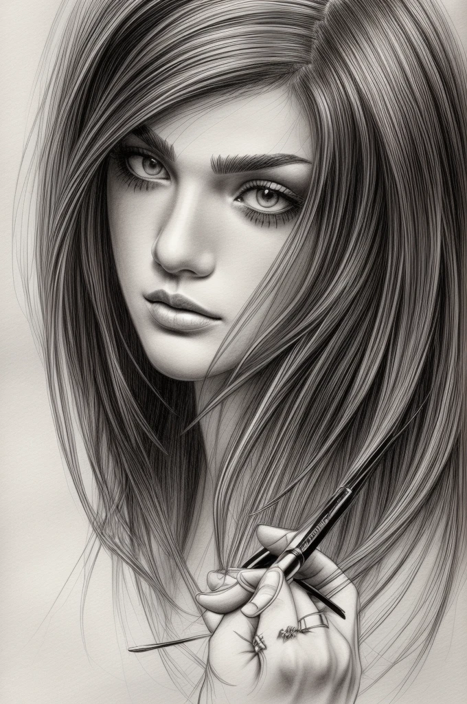 penSketch_أسلوب, رسم بالحبر, ((تحفة, أفضل جودة)), صورة مقربة, امرأة تزيل قناع شيطان, رعب, رعب, 2D, تحفة, أفضل جودة, مفصلة للغاية.