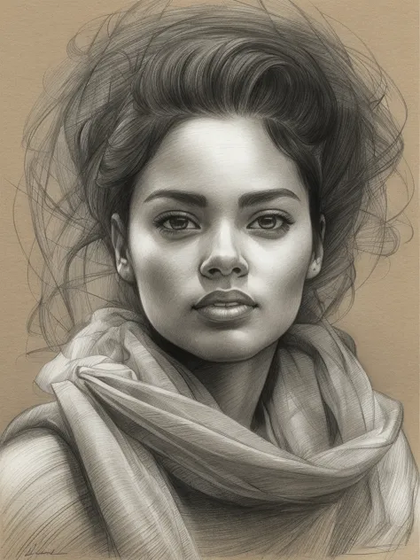 drawing of a woman, realistic sketch, hyperrealistic sketch, detailed pencil sketch, pencil sketch, realistic digital drawing, d...