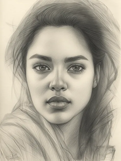 drawing of a woman, realistic sketch, hyperrealistic sketch, detailed pencil sketch, pencil sketch, realistic digital drawing, d...