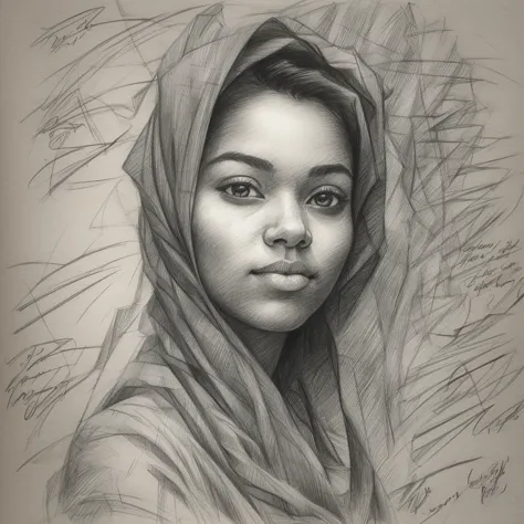 drawing of a woman, realistic sketch, hyperrealistic sketch, detailed pencil sketch, pencil sketch, realistic digital drawing, d...