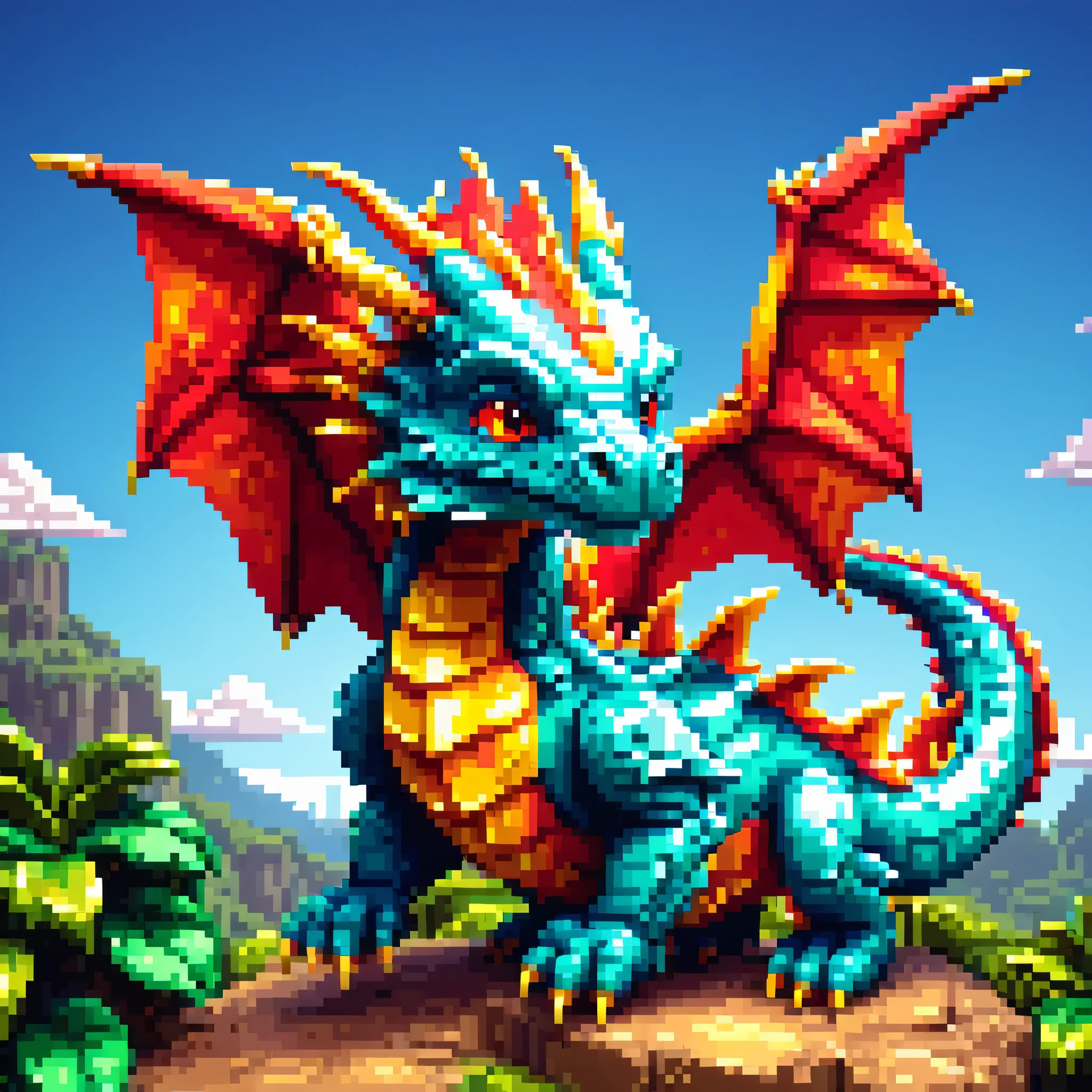 Pixel art,Pixel art,Create a character design sheet,dragon:dragonクエスト:monster:色んな種類のdragonを並べる,((3 views,whole body, background,multiple views,High resolution)),multiple views,multiple poses,Active,action pose,dynamic,nice,cute,masterpiece,highest quality,In detail,Gracefully,RPG,Famicom,multiple characters,multiple costumes,dragonクエスト,boldly,rich colors,colorful