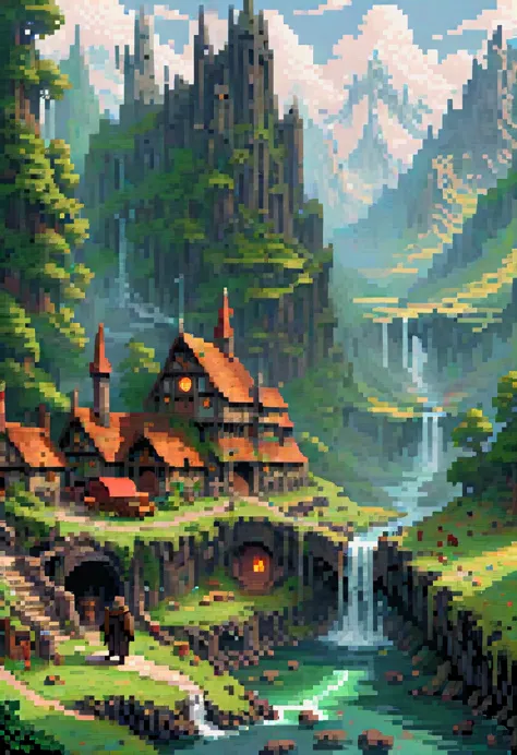 pixel art, "The Lord of the Rings", fantasy, (best quality, masterpiece, Representative work, official art, Professional, high d...