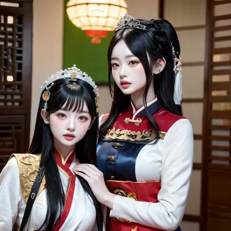 chinese and korean dress as it would look if we merged it, beautiful and young woman meeting korean standards