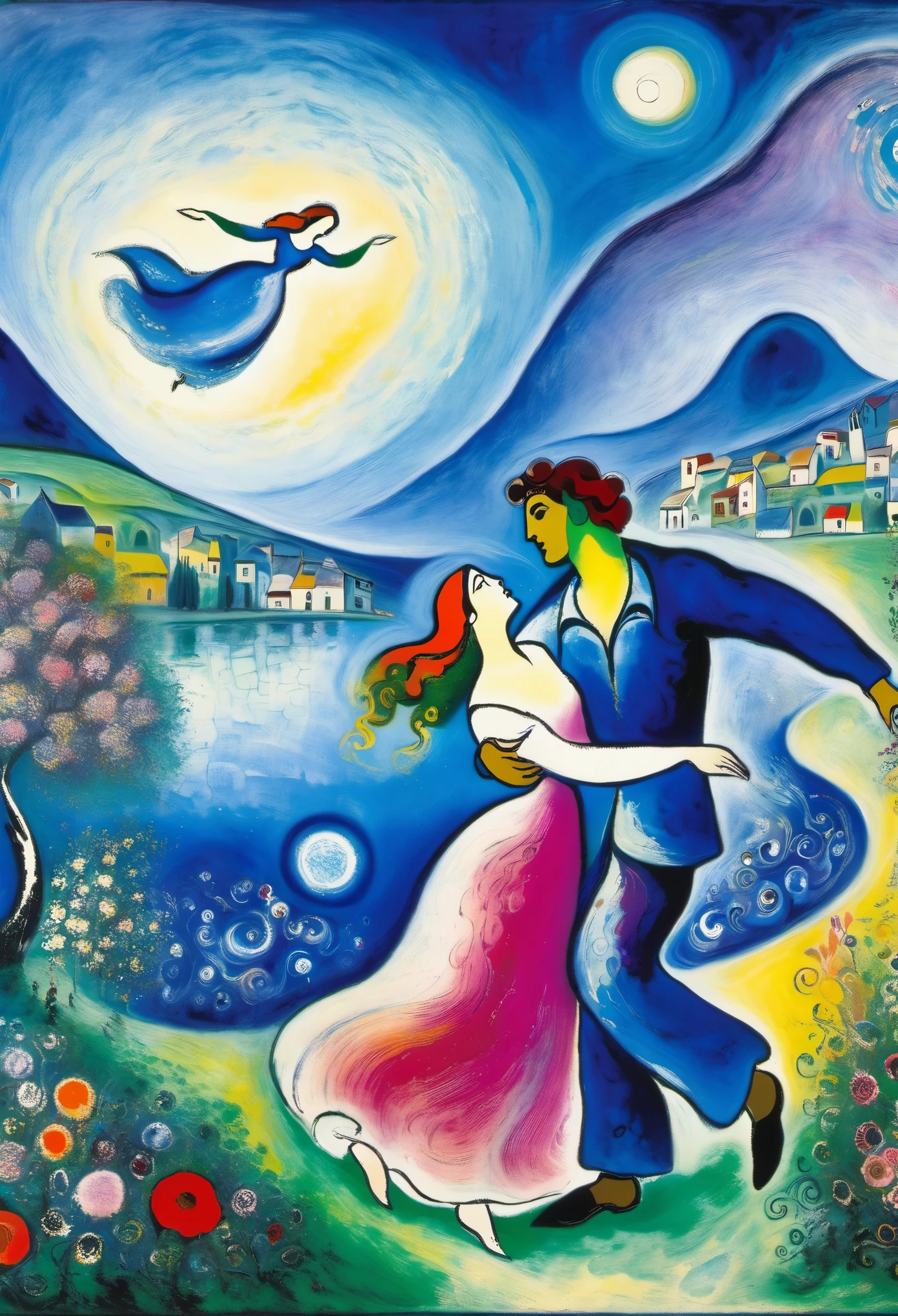 Orpheus and Eurydice ((Marc Chagall style)), magical naive art, primitivism, protogenes,((Best quality, masterpiece)),
(Higher detail), Impressionism:1.1, 8k