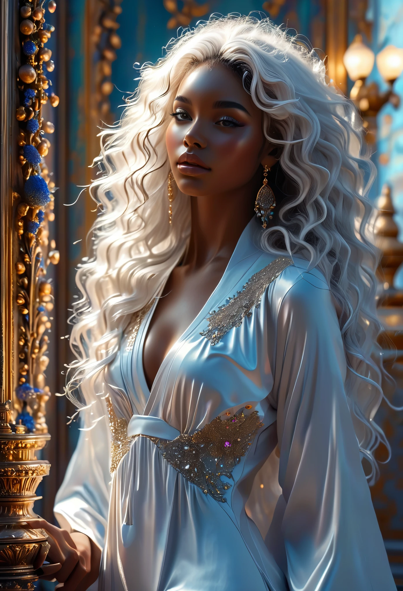 Novel in celestial lEtscape, dans le palais, (((a Beau young darkskin:1.7 couples de 18 ans))), (a young very Beau pharaon with dark curly hair:1.3) Et (((a young very Beau queen with long whitehair:1.7))), Beautiful face, tout le corps, visages parfaits, détaillé face Et body, scène romantique, Voie romantique, couple sexy, 8k, Extremely détaillé, (Haute qualité, Réaliste, photoRéaliste: 1.37), ideal proportions Et defined complexion, Des fonctionnalités méticuleusement conçues, inaccessible Beauty, la perfection, chef Artistique&#39;ouvrages d&#39;Arts, réalisme éclatant, sculptures hyper détaillées, formes Réalistes, vraiment impressionnant, Un savoir-faire impeccable, éclat pur, ethereal Beauty, contours délicats, Poses frappantes, sublime Beauty, nuances subtiles, compositions dynamiques, Couleurs vives, éclairage parfait, Expressions en mouvement, Aura céleste, présence majestueuse, Ambiance onirique, rendu d&#39;octane détaillé inégalé, tendance sur Artstation, Photographie Artistique 8k, photoRéaliste concept art, naturel, doux, Lumière parfaite cinématographique volumétrique, Clair-obscur, photographie primée, chef-d&#39;ouvrages d&#39;art, huile sur toile, Beau, détaillé, complexe, incroyablement
