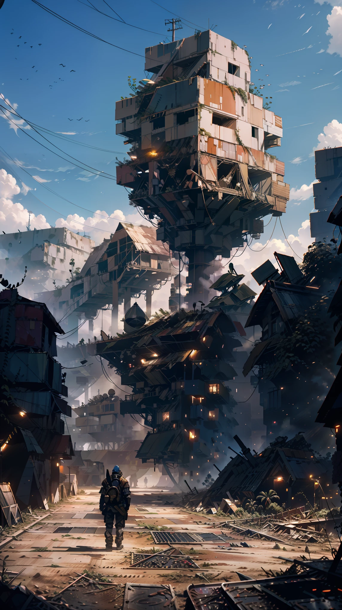 numbness fantasy city in nature,final boss,Post-apocalyptic world 