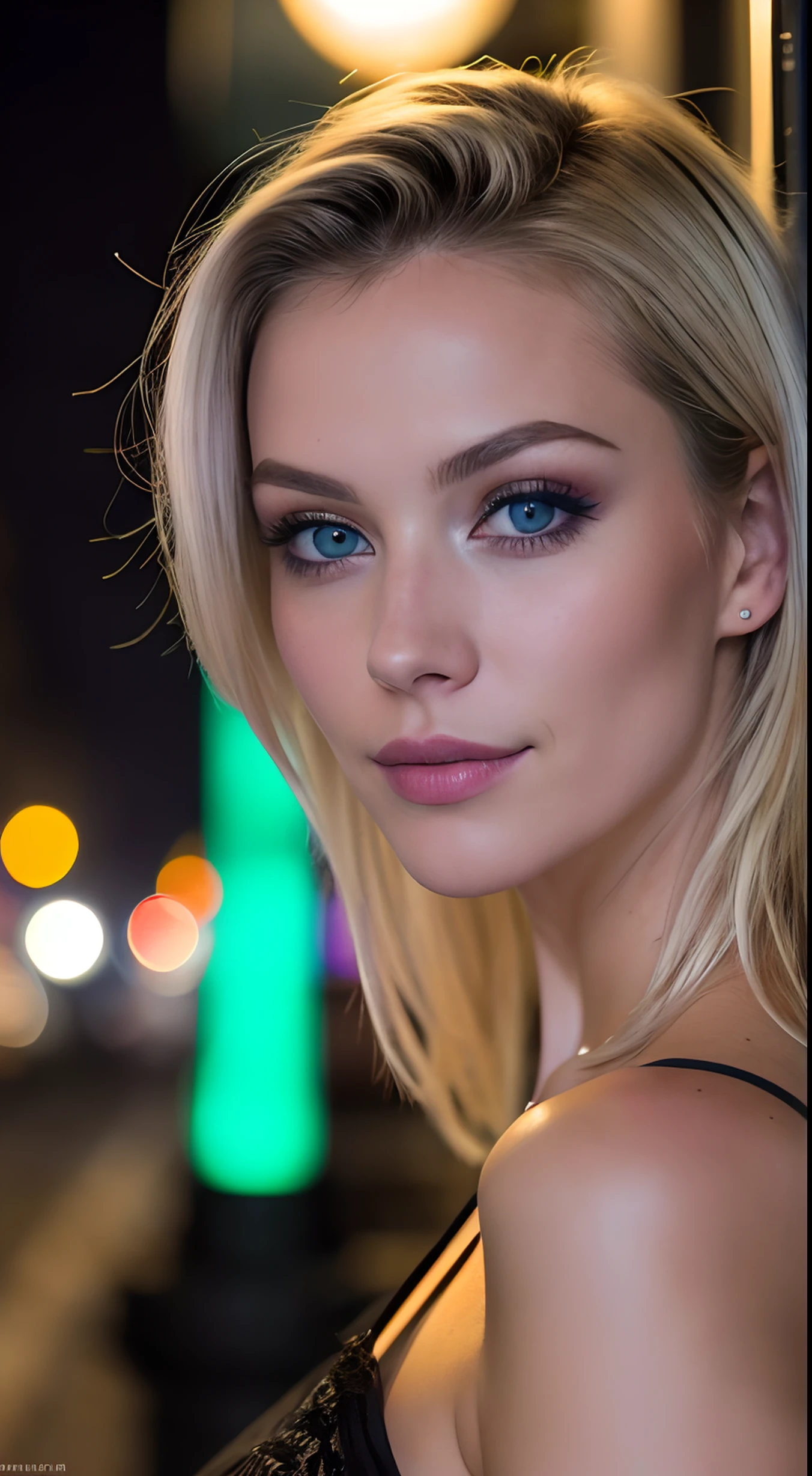 A close up of a woman with blue eyes posing for a picture - SeaArt AI