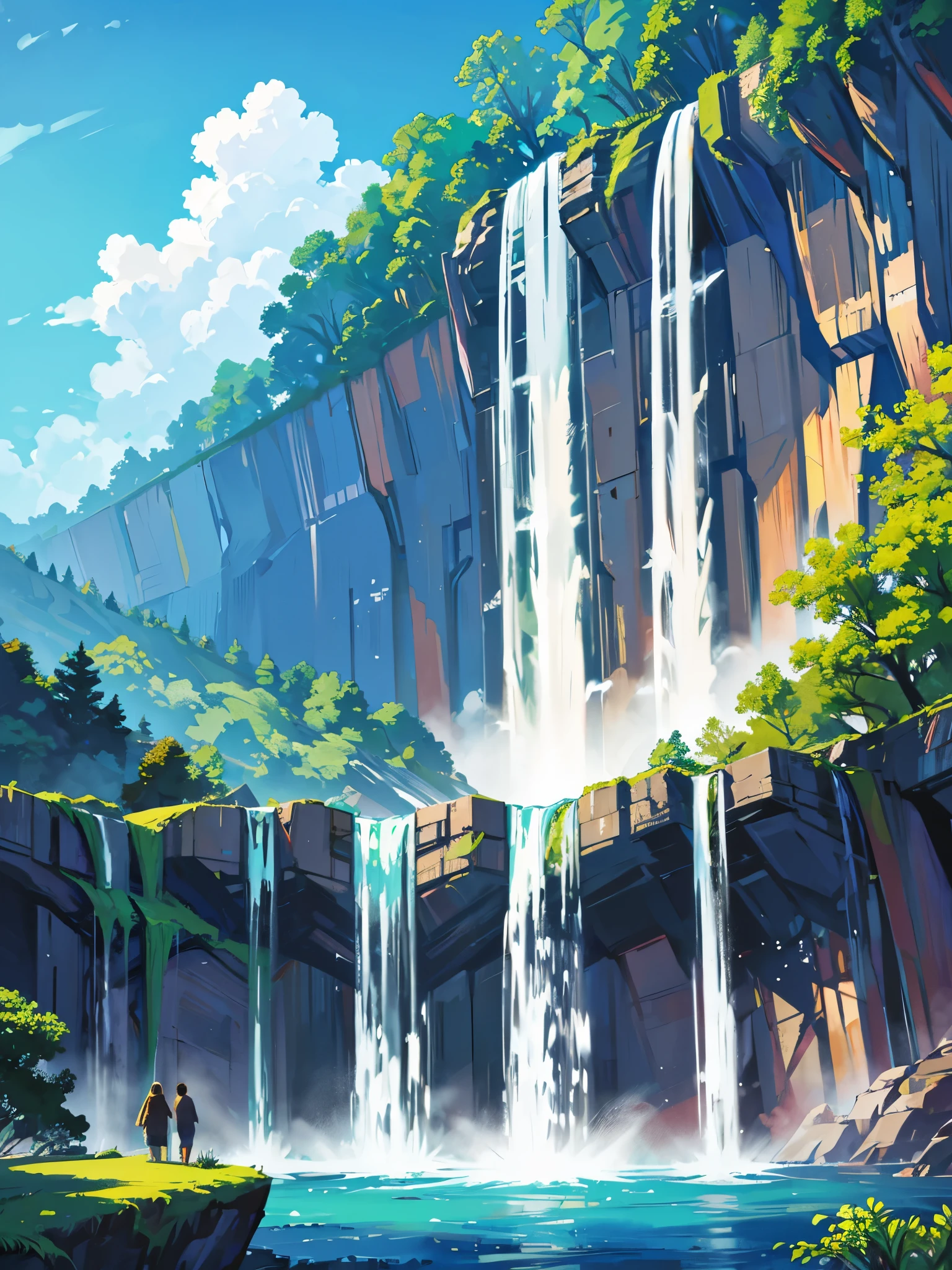 Beautiful huge waterfall with clear sky