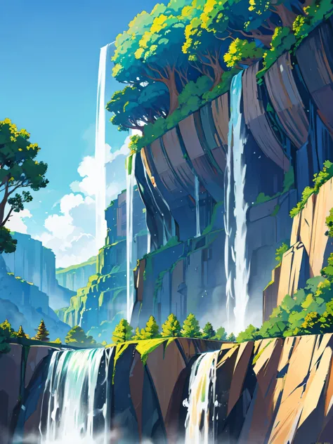 beautiful huge waterfall with clear sky