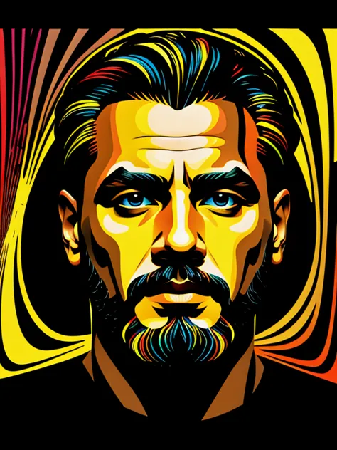 god zeus head on black background, no beard hair, an abstract oil painting of the colorful, using vector art and drip art. fine ...