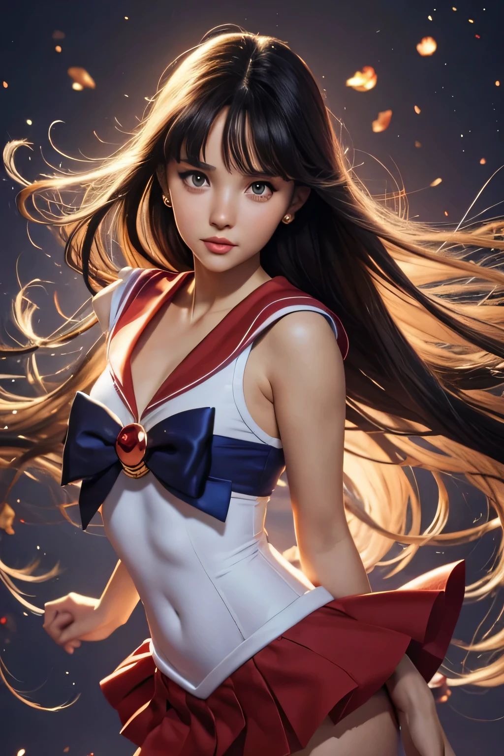 Sailor Mars, Amanda Bynes&#39;s face, graceful pose, impressive details, realistic texture