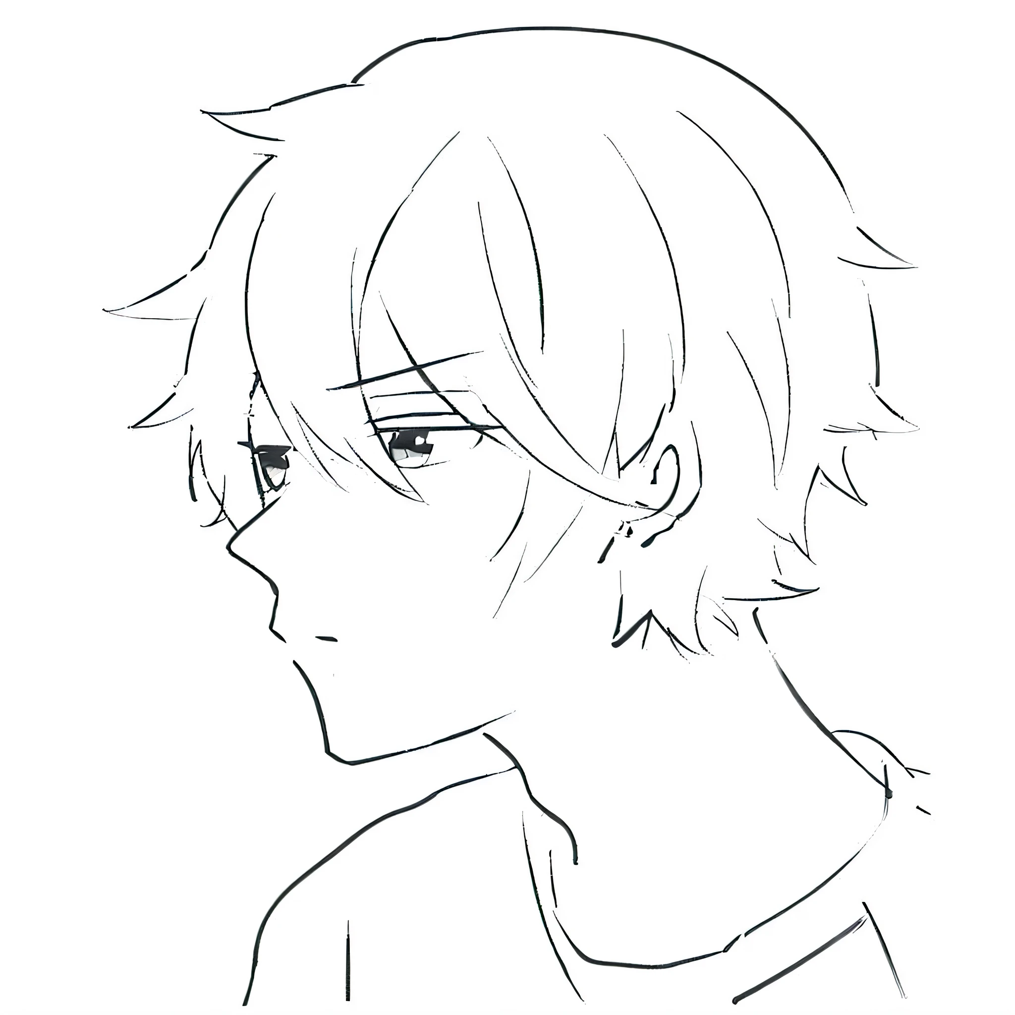 A drawing of a boy with short hair and a short haircut - SeaArt AI