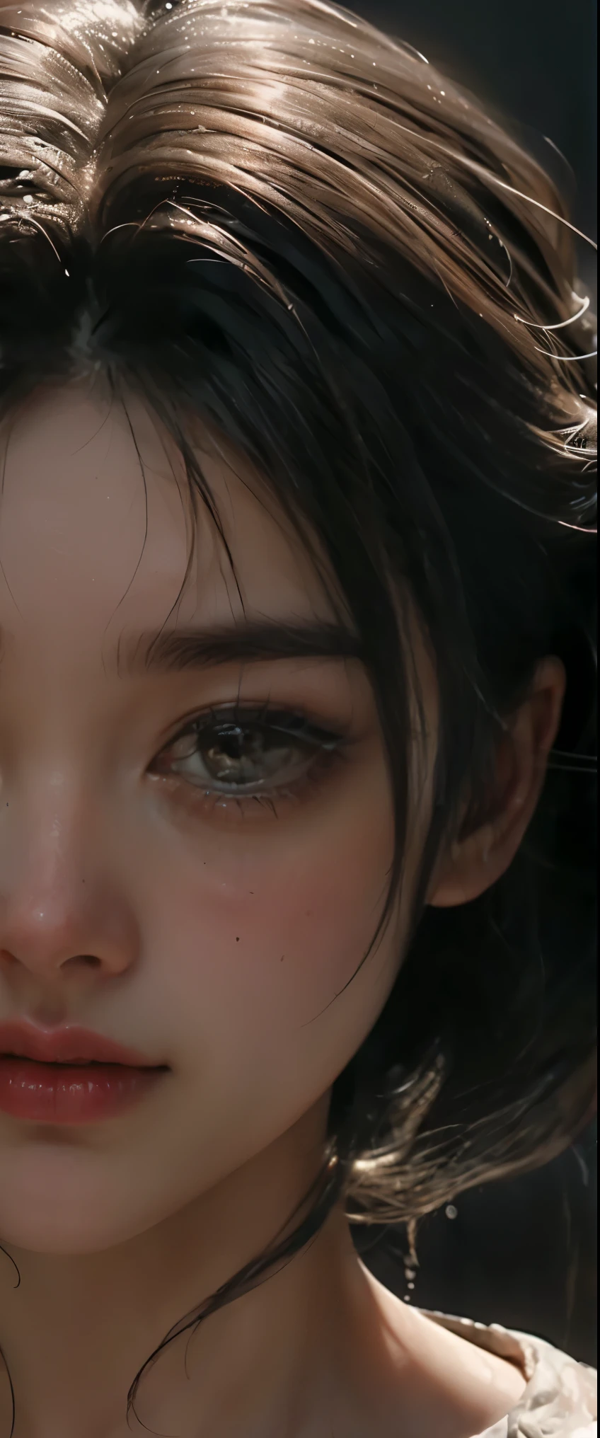 ((masterpiece, highest quality, Highest image quality, High resolution, photorealistic, Raw photo, 8K)), Young woman wearing ring crying, crying woman, tears streaming down face, tears dripping from eyes, tears crying, crying person, single tear, tears, close up of face melting in anguish, tears on face, crying and weeping, tears, weeping drops, tears dripping from eyes, 