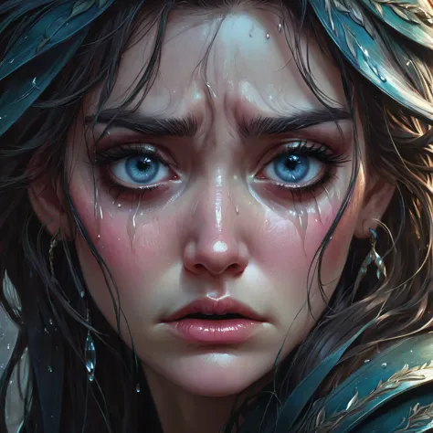 crying, aesthetic, extremely detailed, Crying eyes, Swynnarchild, dark fantasy, portrait, highly detailed, digital painting, con...