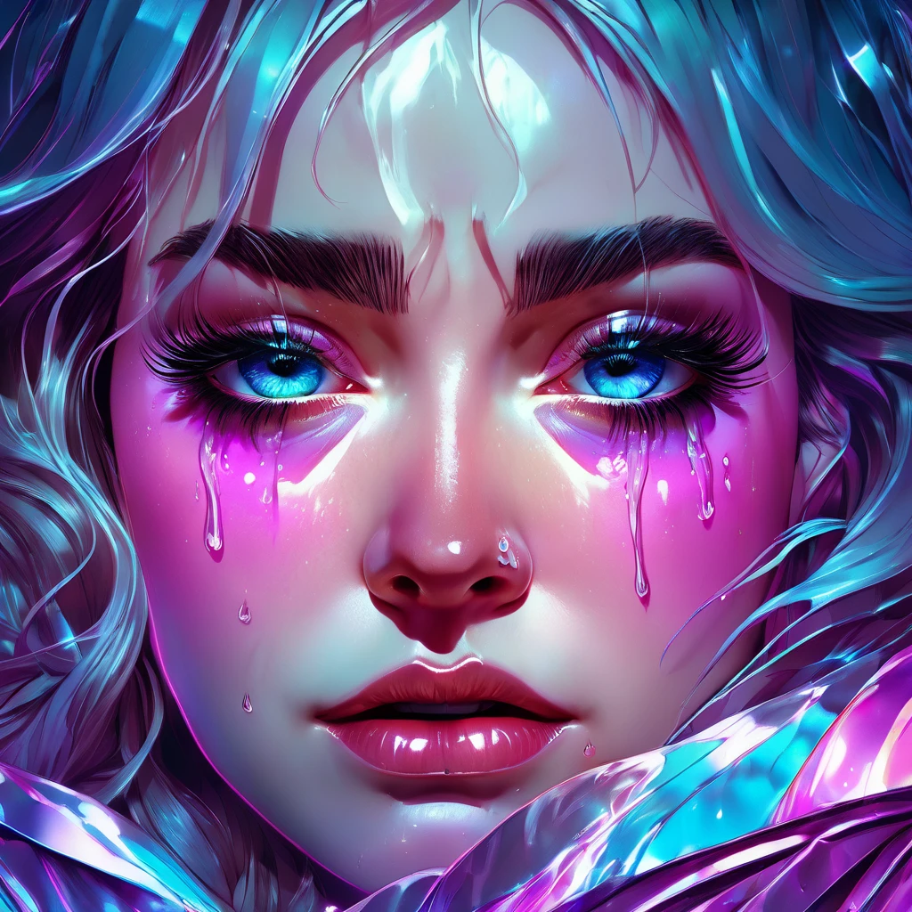 crying, aesthetic, extremely detailed, Crying eyes, sweet, vaporwave aesthetic, synthwave, digital painting, artstation, concept art, smooth, sharp focus, illustration, art by artgerm and greg rutkowski and alphonse mucha