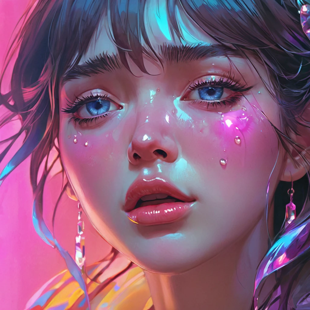 choro, estética, extremamente detalhado, olhos chorando, doce, vaporwave estética, onda sintética, pintura digital, estação de arte, arte conceitual, suave, foco nitído, ilustração, arte de artgerm e greg rutkowski e alphonse mucha